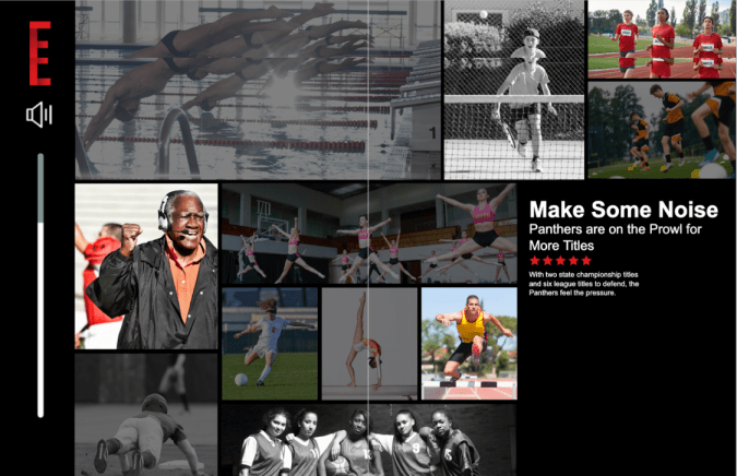 Yearbook sports divider spread inspired by Netflix