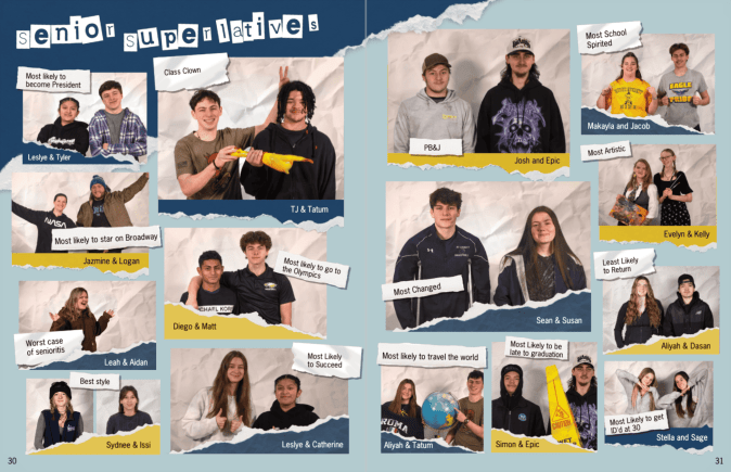 Scrapbook themed senior superlative spread