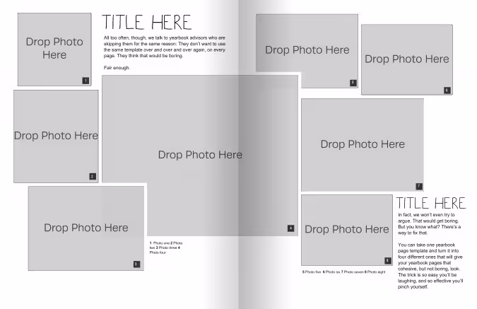 create 4 yearbook layout templates from one master