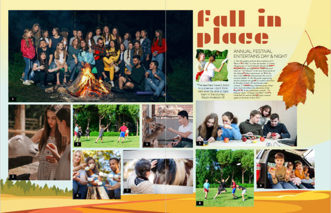 Chronological/seasonal yearbook page idea featuring fall activities