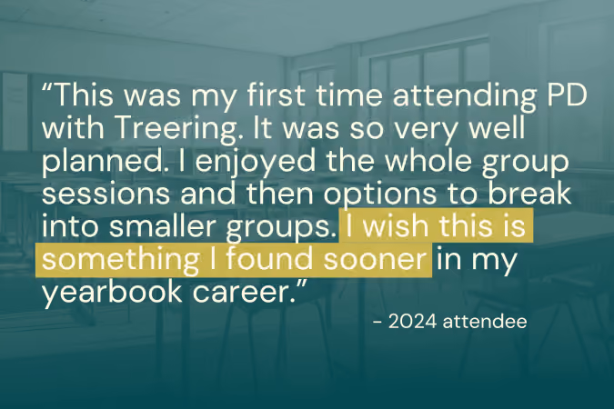 Quote about a positive first-time PD experience with Treering, highlighting group sessions and smaller groups.
