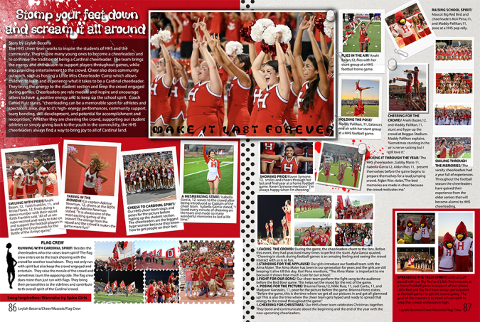 Collage-themed yearbook spread focused on women's athletics.