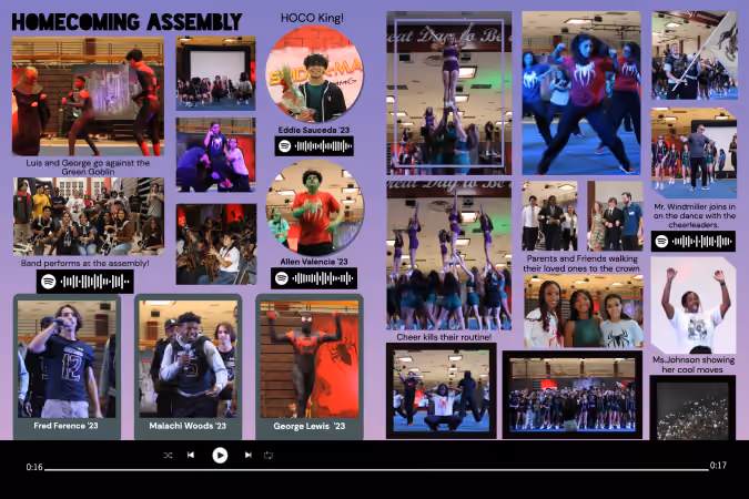 How to integrate Spotify codes with yearbook content on a homecoming spread