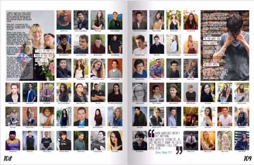 Senior photos in the yearbook with two pull out personailty profiles
