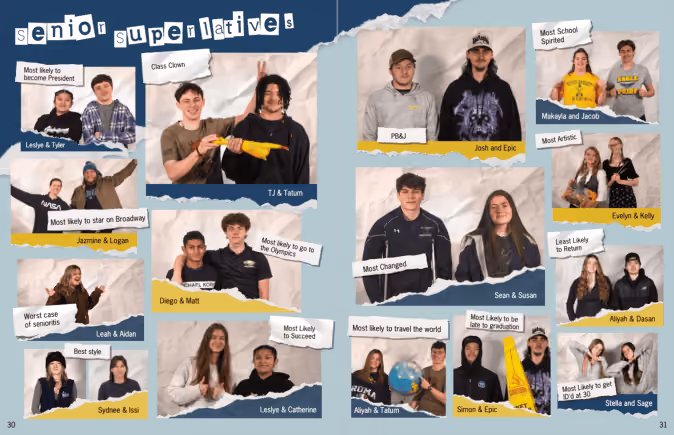 Scrapbook themed senior superlative spread
