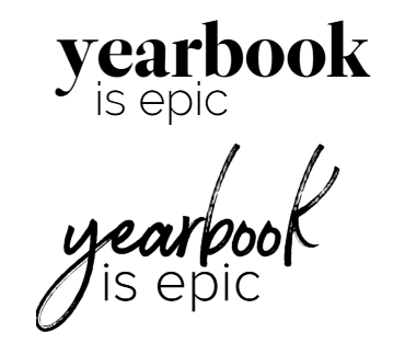Contrasting type faces is a yearbook lesson to add visual interest in the yearbook; here is an example or a serif with a sans serif and a script with a sans serif font.