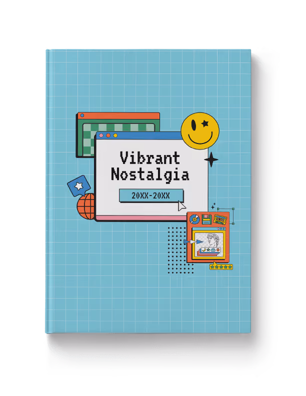 Windows 95-themed yearbook with Pantone fall 2022 colors