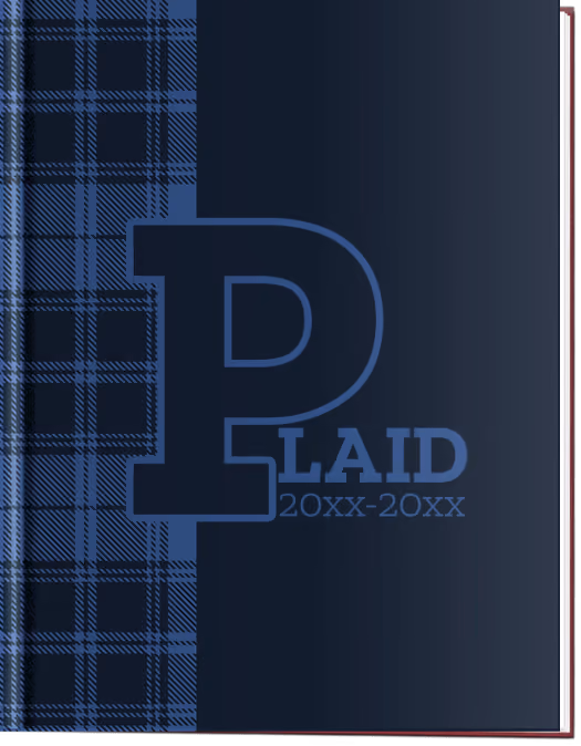 Plaid and tartan-themed school yearbook cover idea