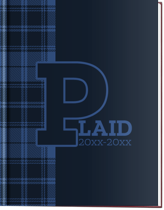 Plaid and tartan-themed school yearbook cover idea