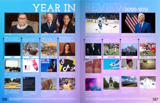 yearbook timeline spread idea showcasing current events