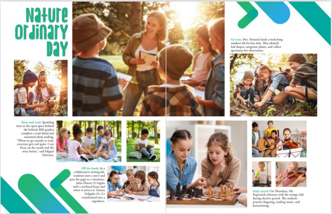 Fully designed spread demonstrating proper dominance and hierarchy of design.