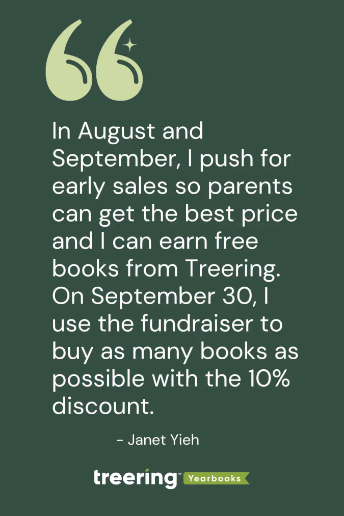 Quote about early sales in August and September for discounted books and fundraiser use on September 30.