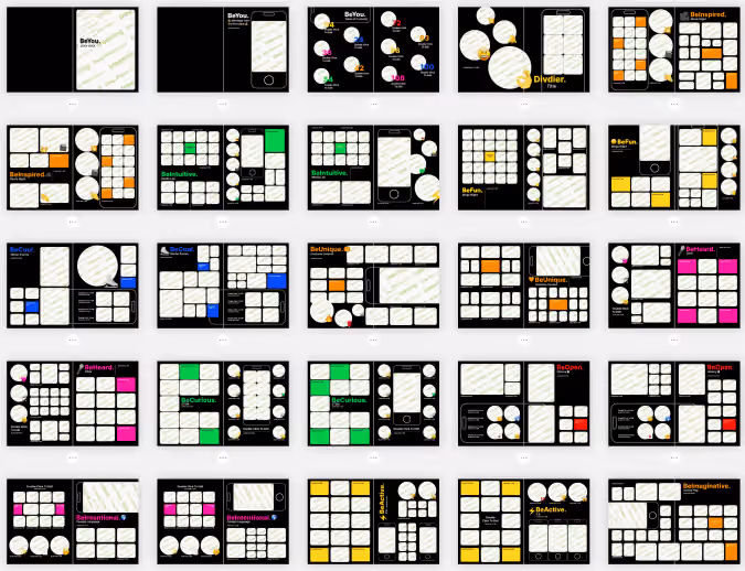 25 of the 90 layouts based on popular social media apps