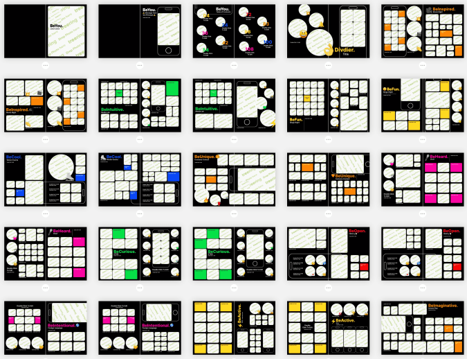 25 of the 90 layouts based on popular social media apps