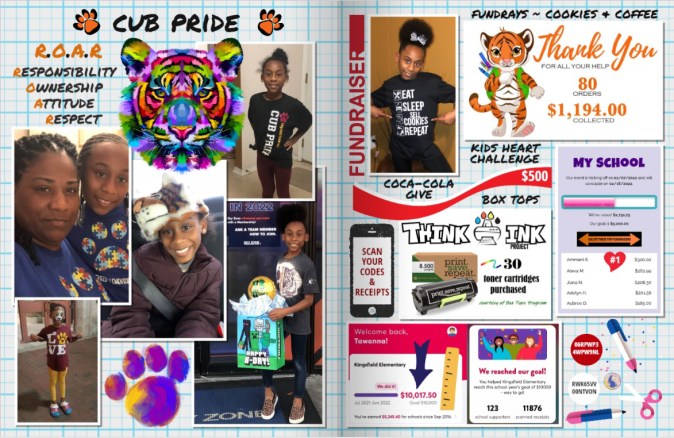 Celebrar=tory student tribute spread from contest winner and yearbook hero Tawanna Edwards with all the victories