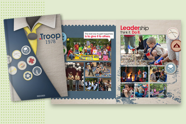 Hack for including clubs not on campus: create a supplemental book such as this scouting-themed book with pre-designed cover and layouts