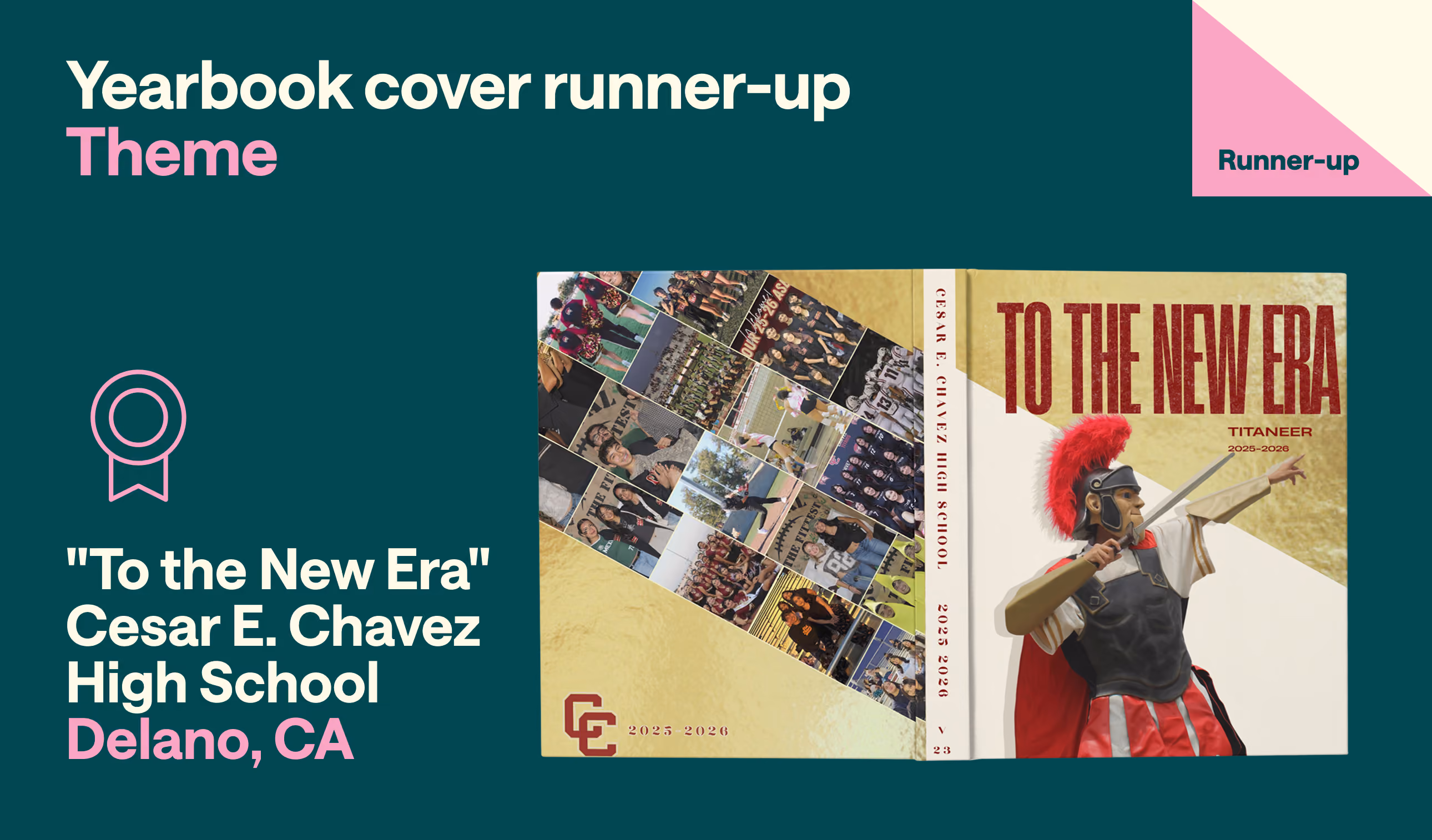Yearbook cover titled 'To the New Era' from Cesar E. Chavez High School featuring a Roman soldier mascot.