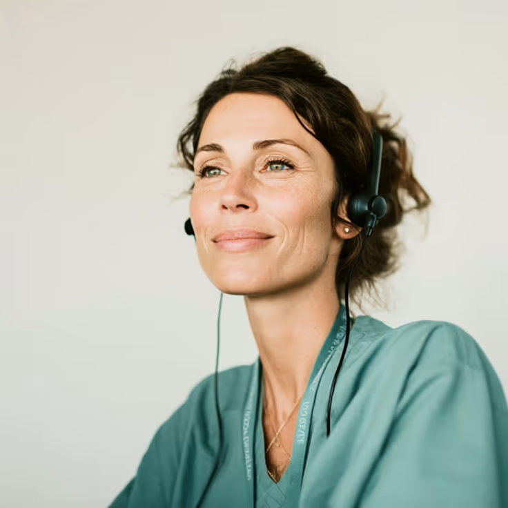 Customer support nurse with headphones