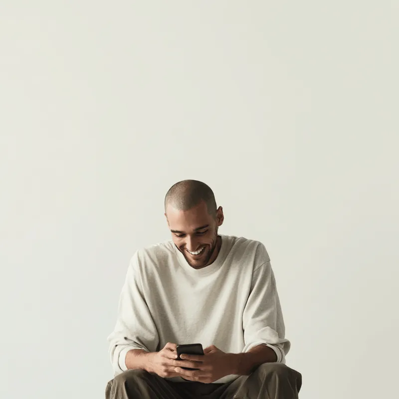 Happy man on phone