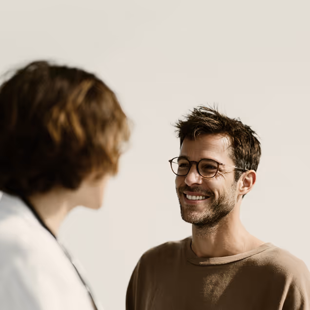 Doctor talking to man