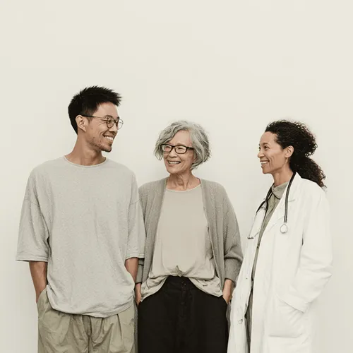 Doctor with asian man and woman