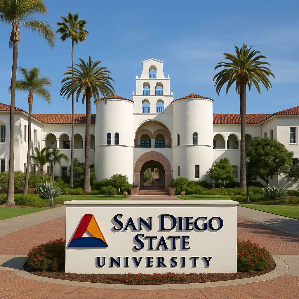 San Diego State University campus sign