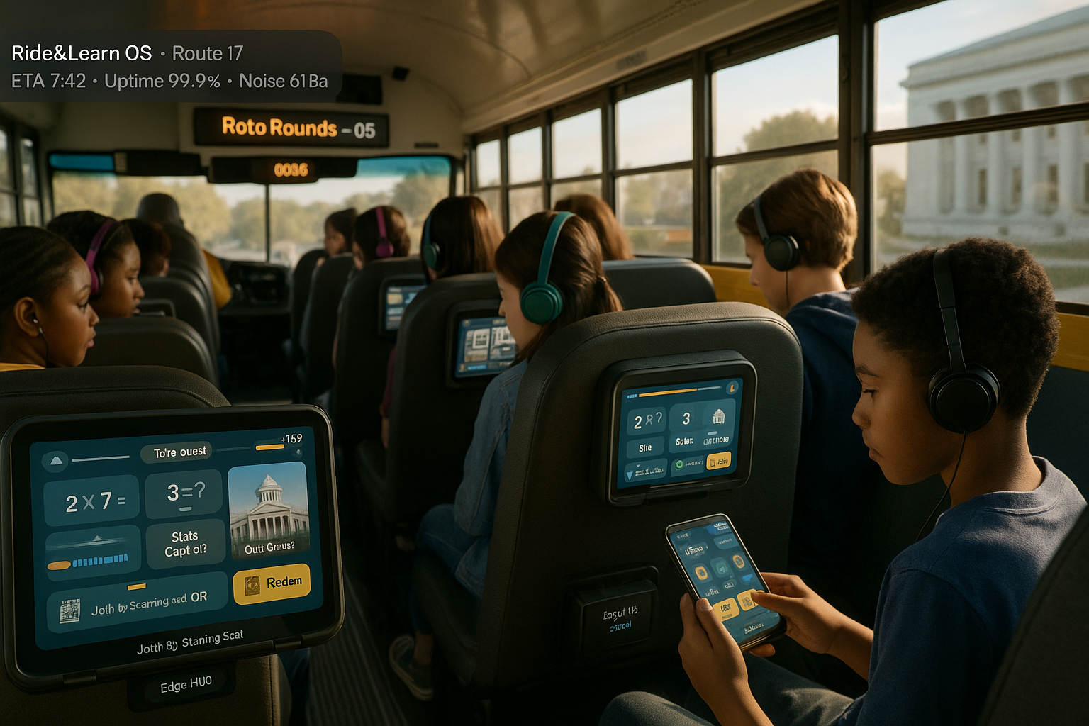 In-ride micro-learning on public buses