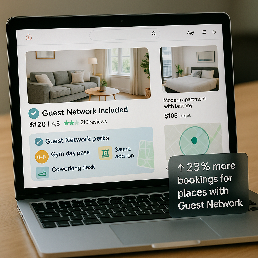 Phone mockup of the Guest Network pass