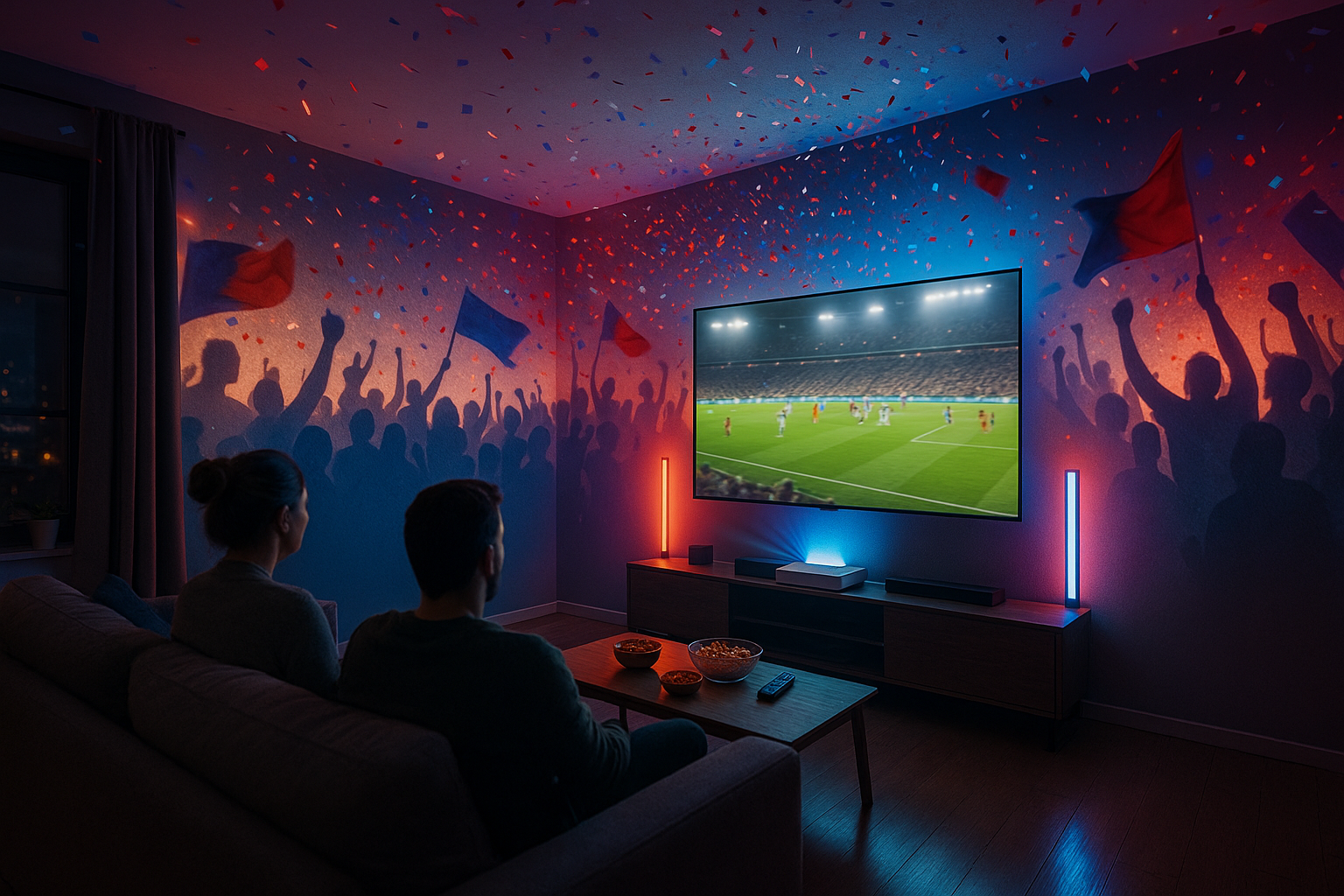 Immersive sports viewing experience in a living room