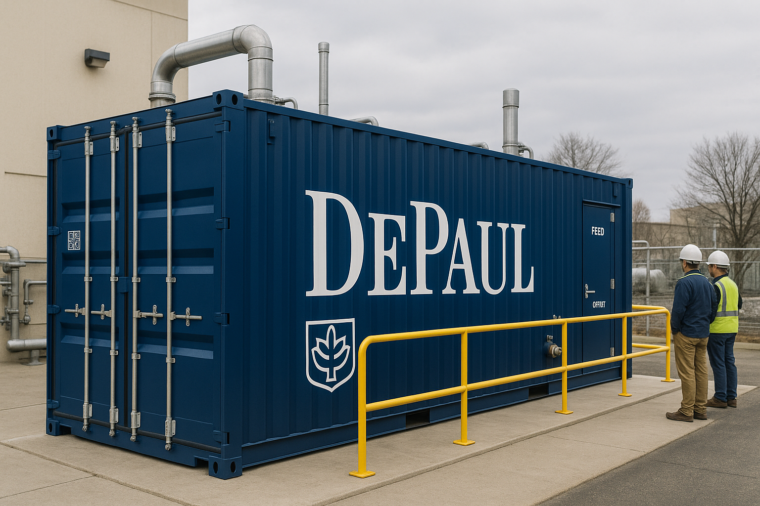 Containerized AD + biochar system on a university campus