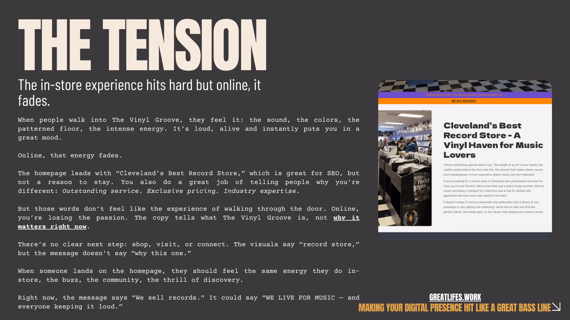 Website audit page with recommendations