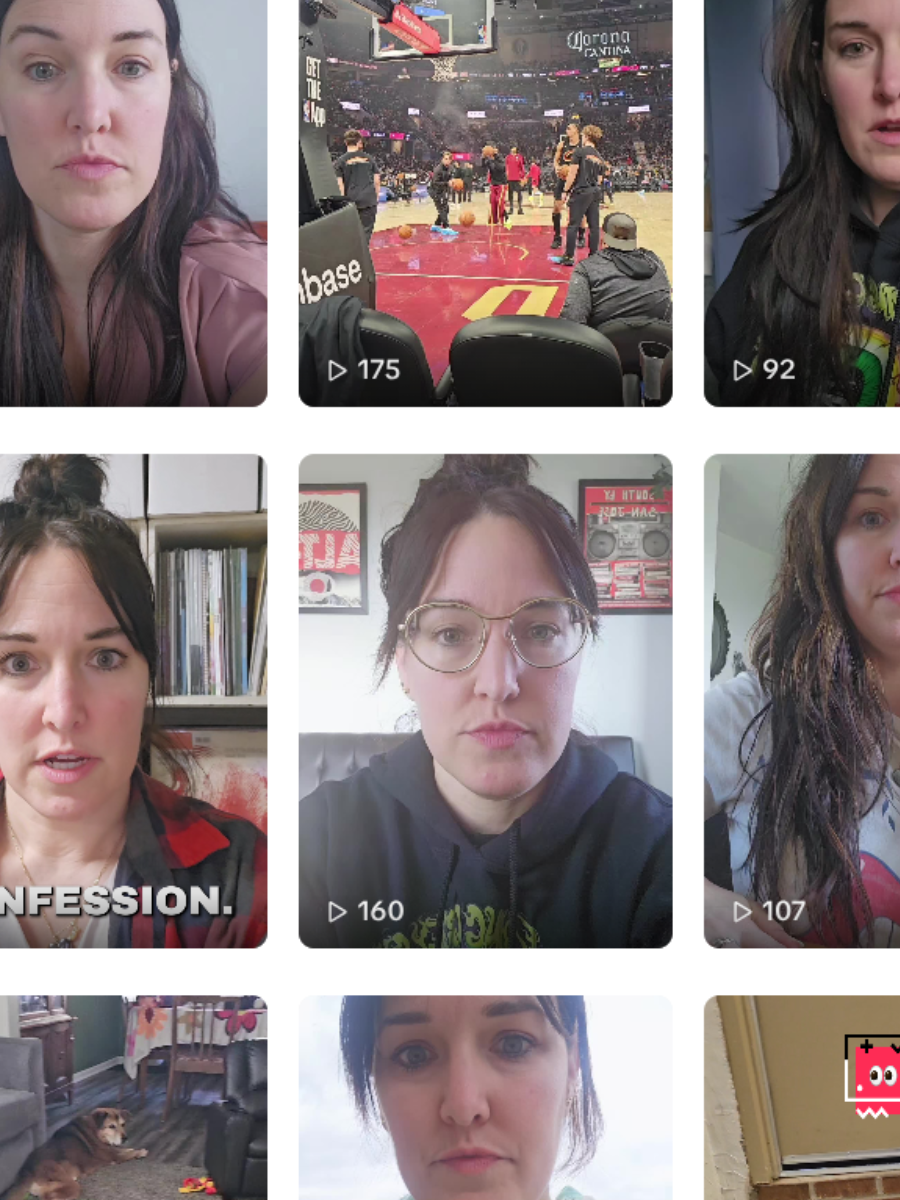 Small Business Confessions TikTok video grid from Great Life's Work showing organic growth from scratch
