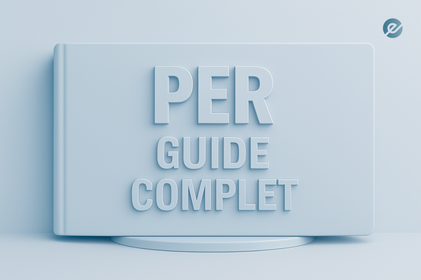 Couverture illustrée avec le texte « PER Guide Complet », représentant un guide dédié au Plan d’Épargne Retraite.