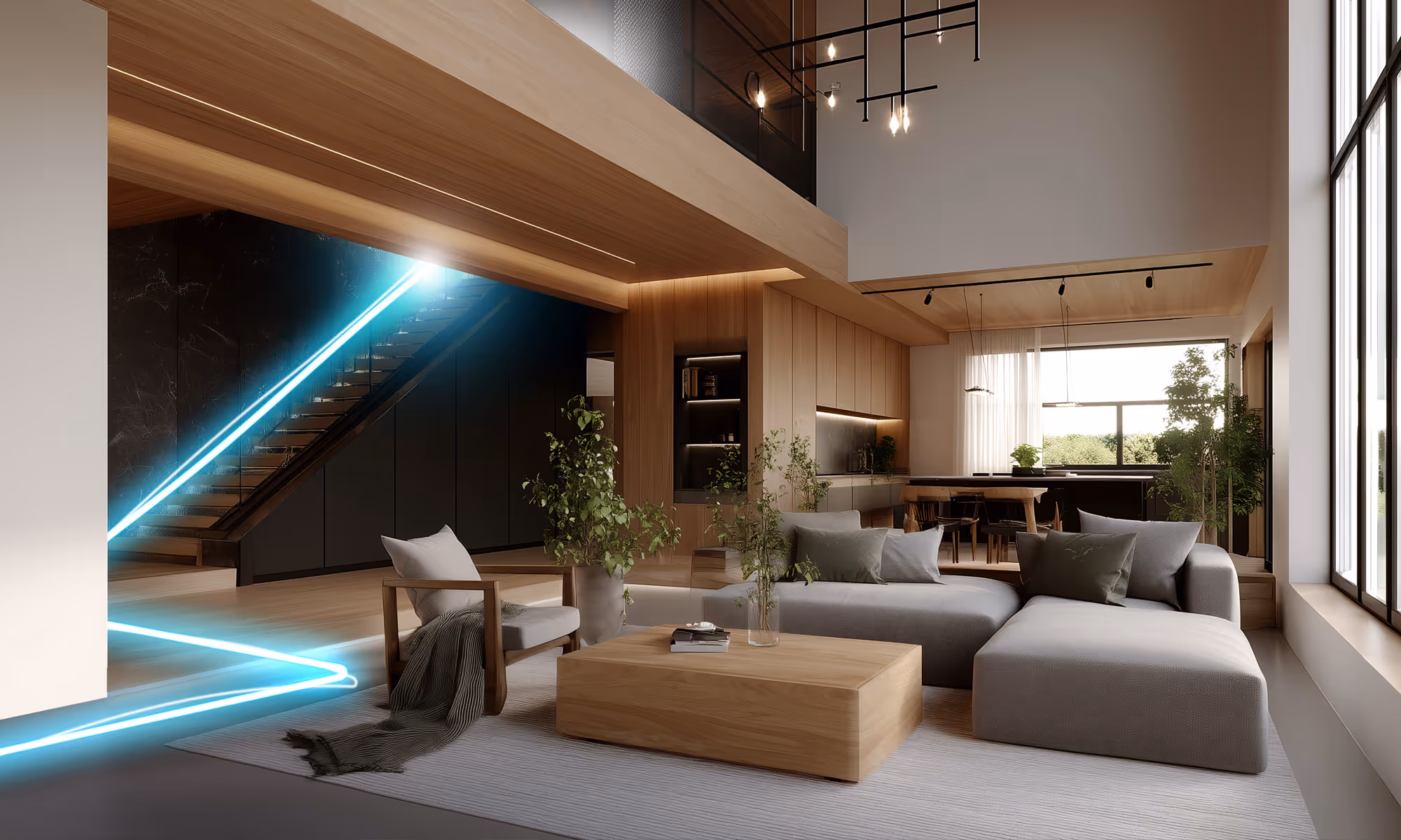 An interior of a modern home
