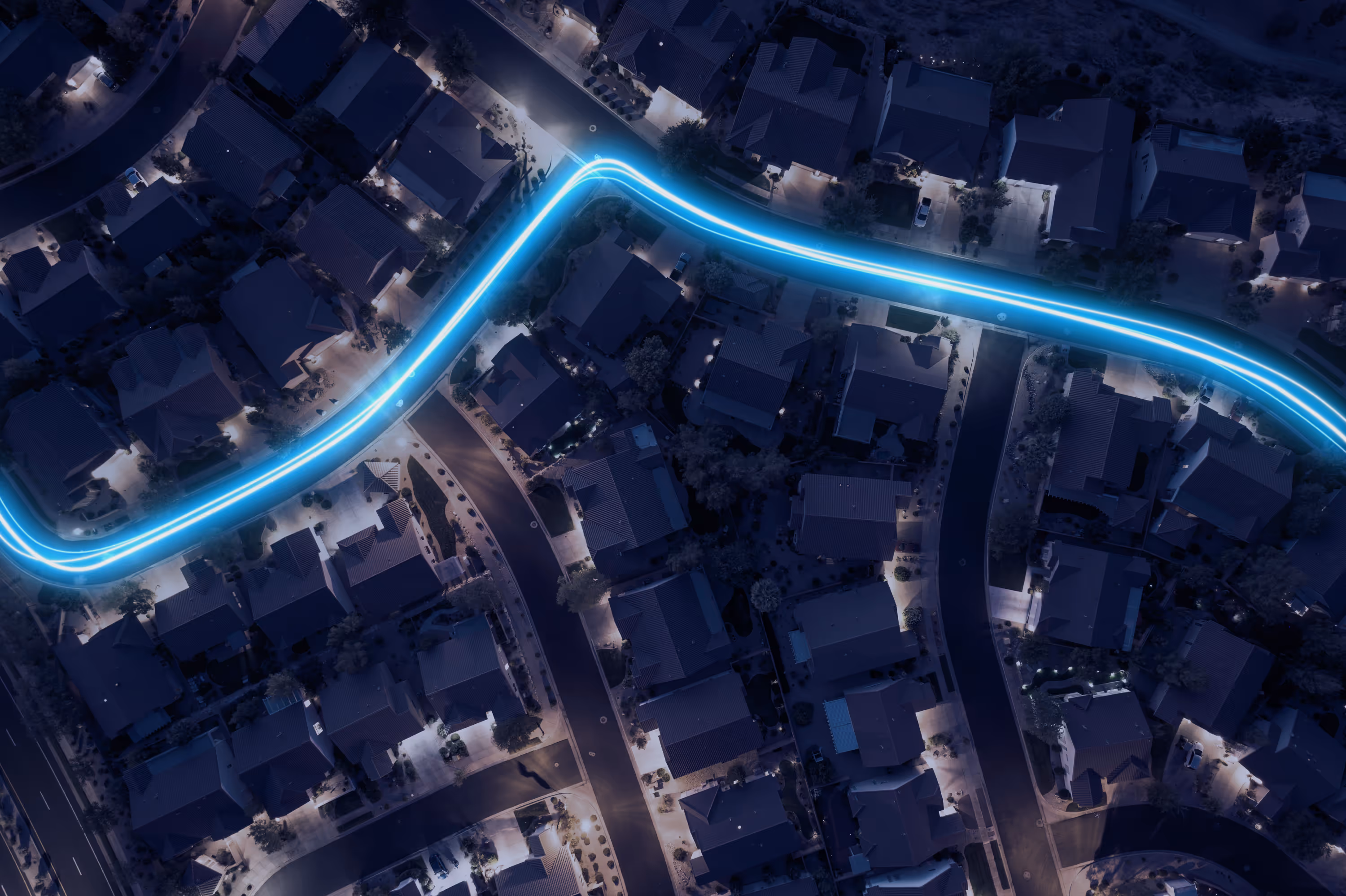 A birds eye view of a residential area