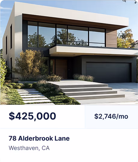 A property listing UI card