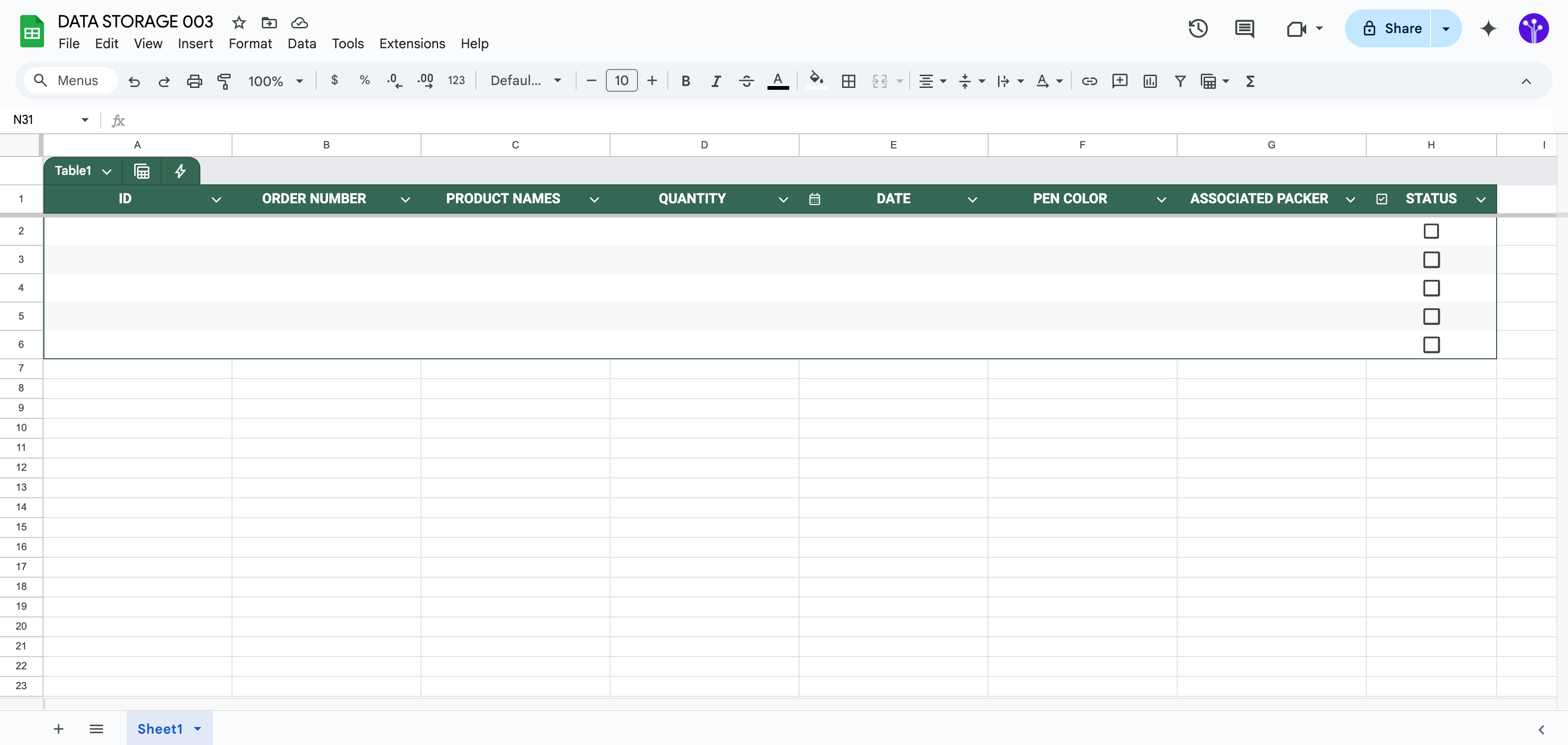 Automation workflow that retrieves files from Google Drive, processes PDFs to extract order details like names, numbers, quantities, dates, and pen colors, identifies the associated packer, and logs the data into Google Sheets.