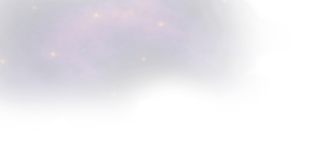 Purple and blue cosmic nebula with scattered bright yellow stars on a black background.