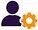 Person icon with a gear symbol, representing customer coordination