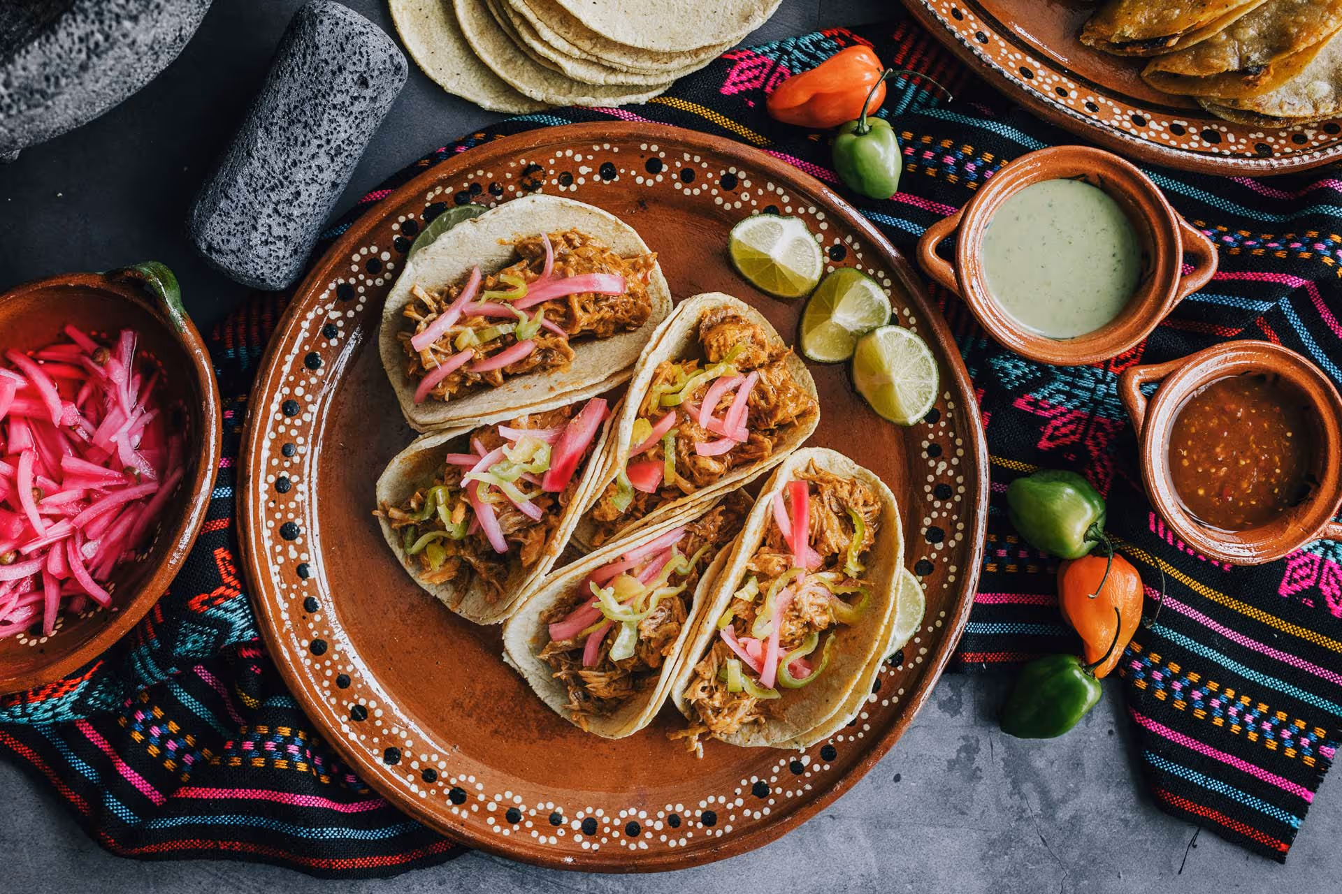 5 tacos of cochinita pibil