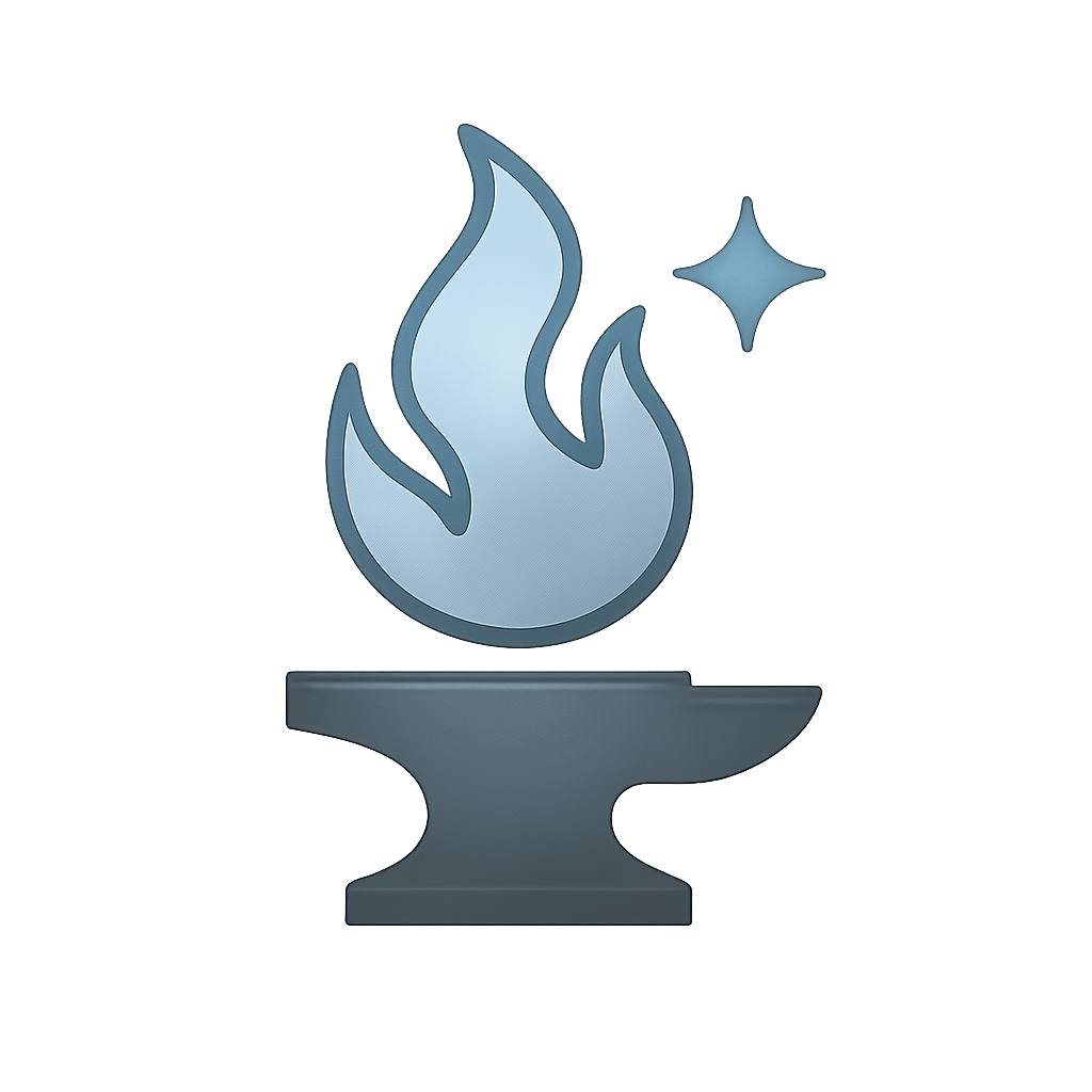 Image or an anvil with a flame above it