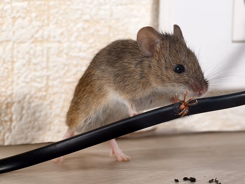 mouse chewing on wire