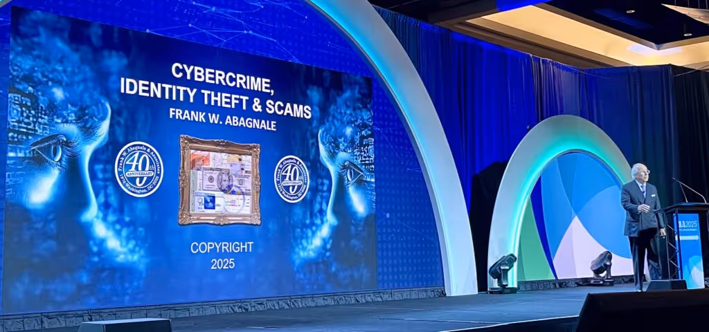 Frank Abagnale keynote on cybercrime at TIA Capital Ideas Conference, 2025. 
