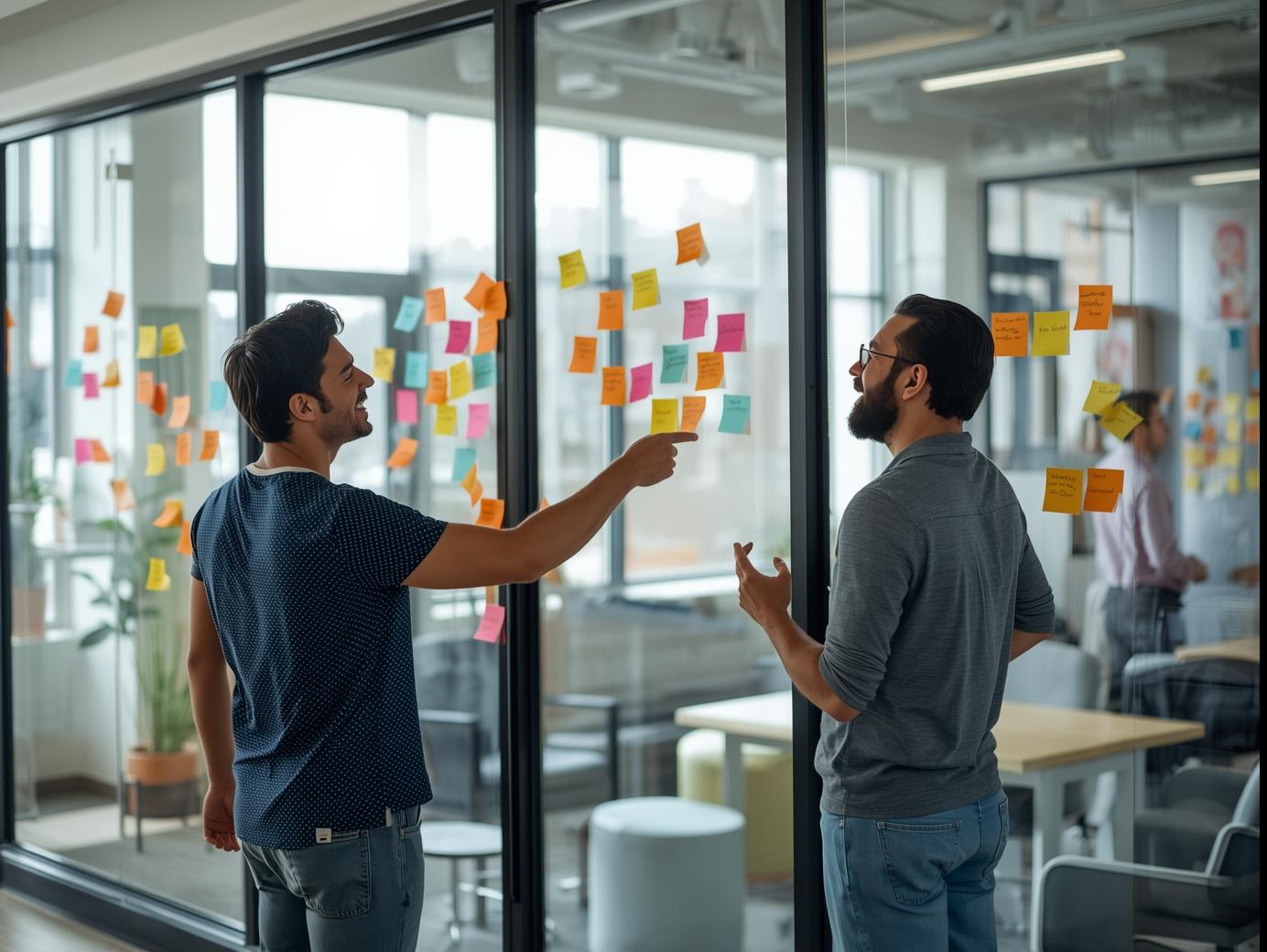 Creative professionals brainstorming marketing ideas in agency setting