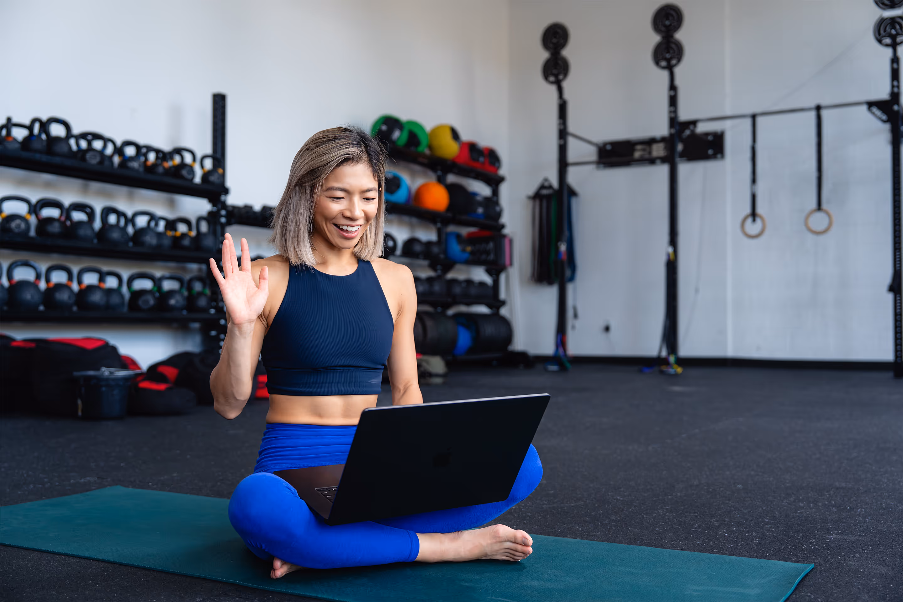 Aretha meeting with a client virtually on her computer
