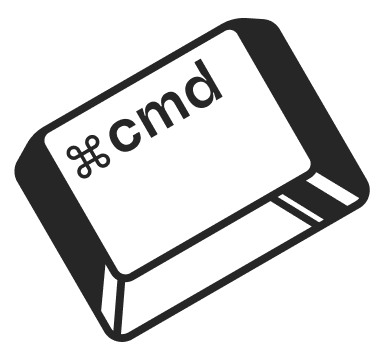White computer keyboard key with the command symbol and 'cmd' text.