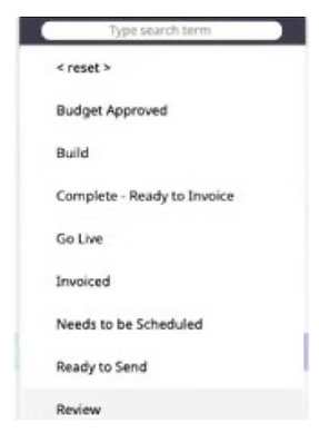 Moovila search and filter