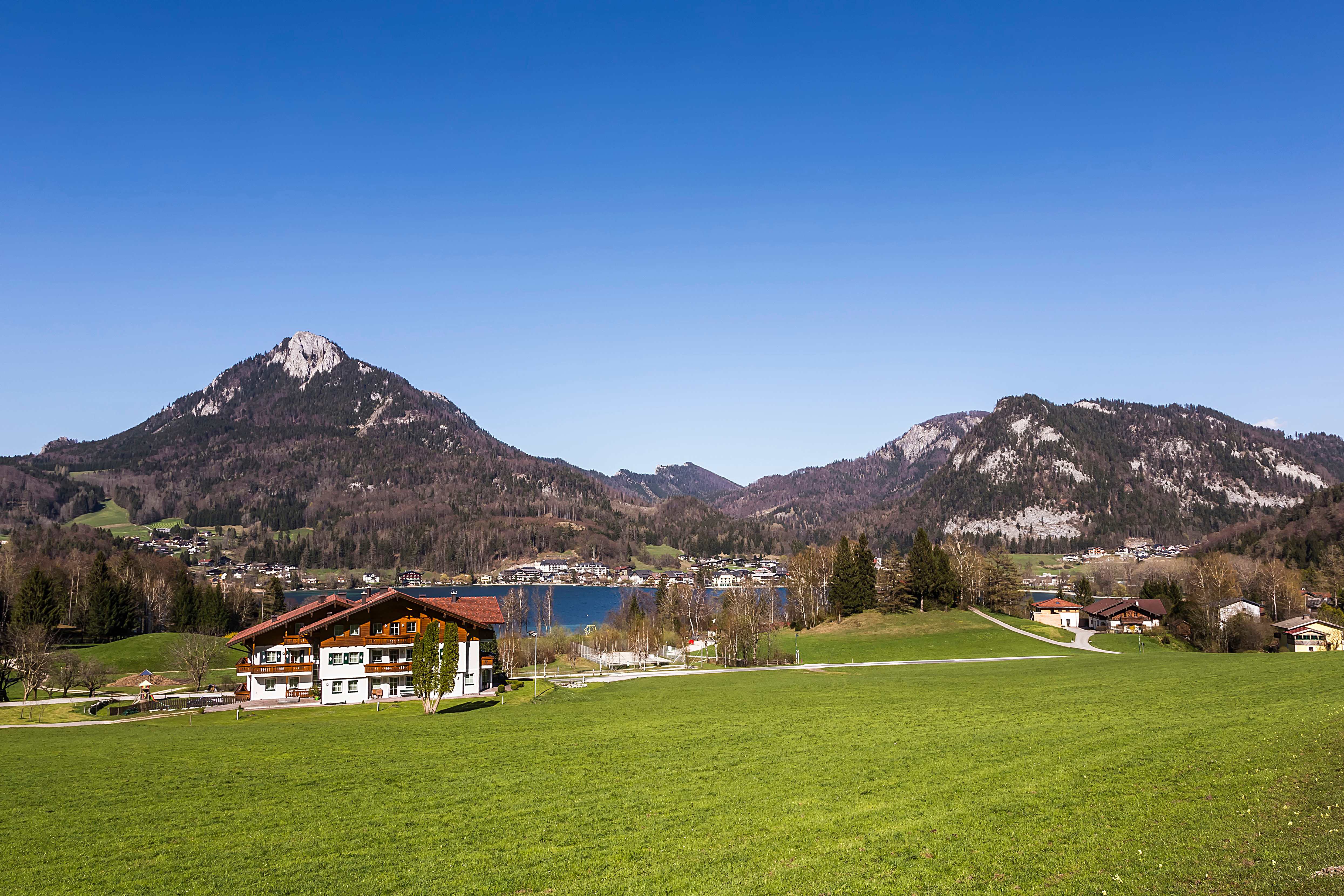 Lake Fuschl with beautiful alps panorama