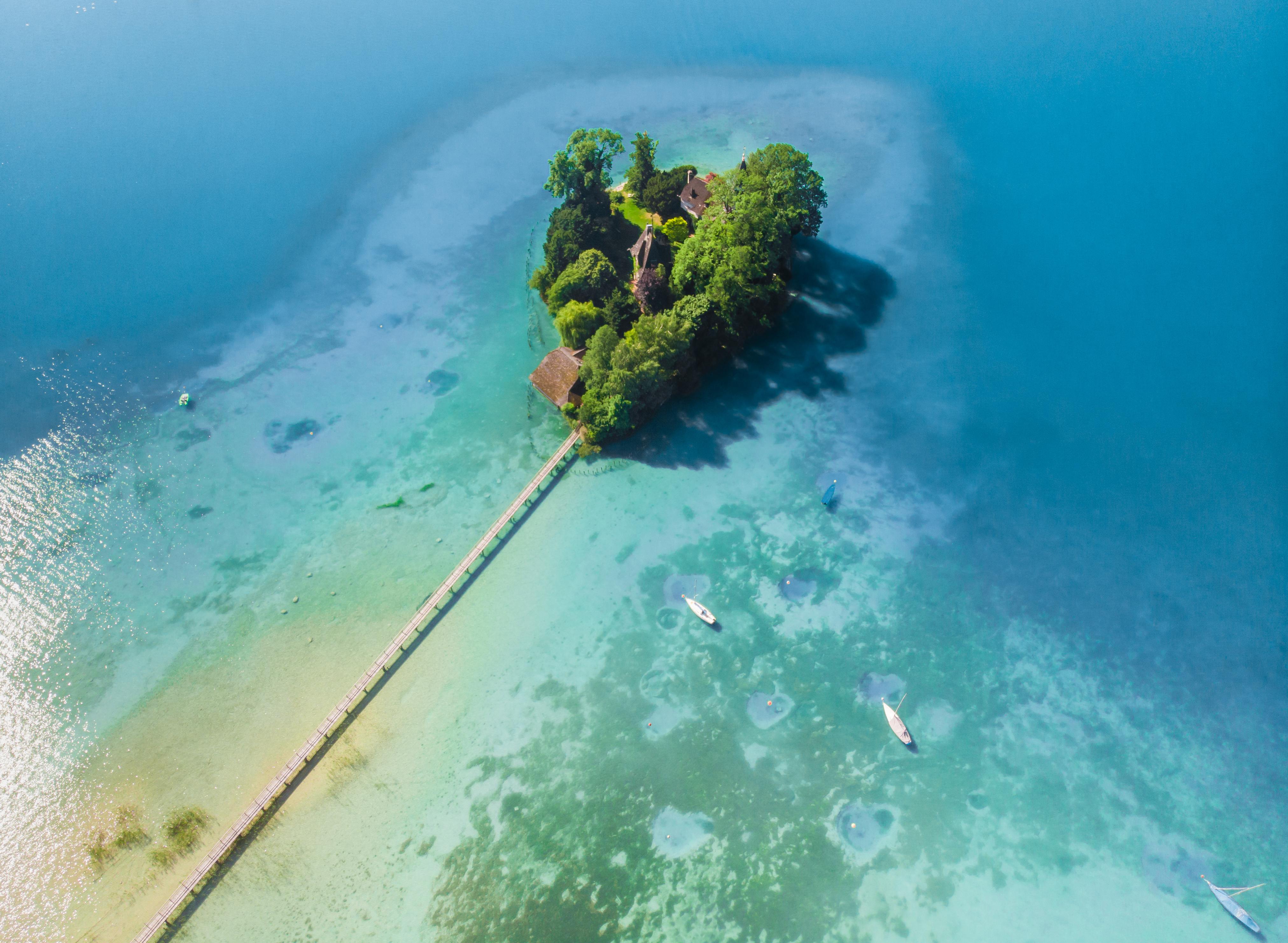 The private island Castle Litzlberg (Schloss Litzlberg) on the Lake Atter (Attersee) in Austria