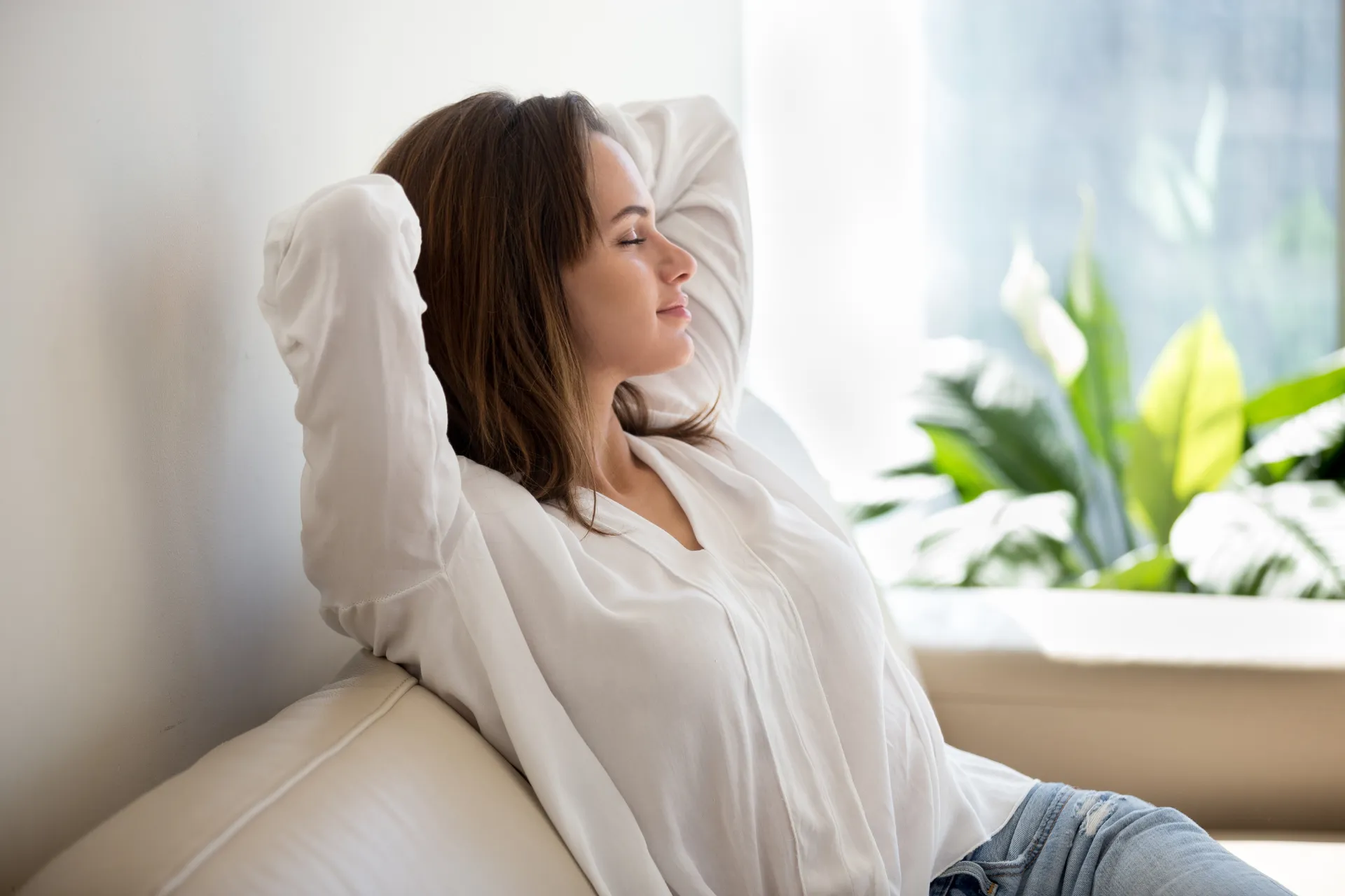 Women breathing in clean air.